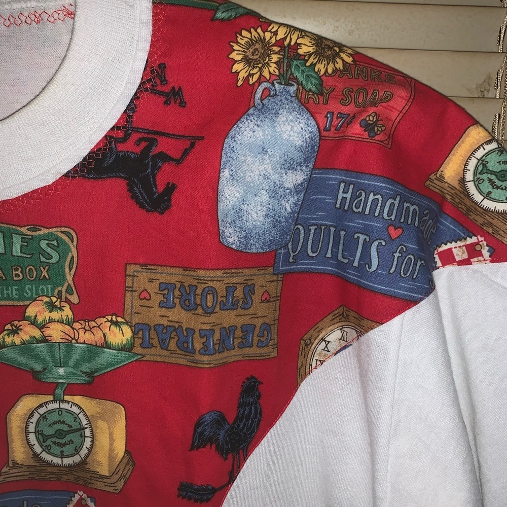 Cute Vintage Quilt Style Tshirt shirt Graphic front and back - Picture 3 of 8